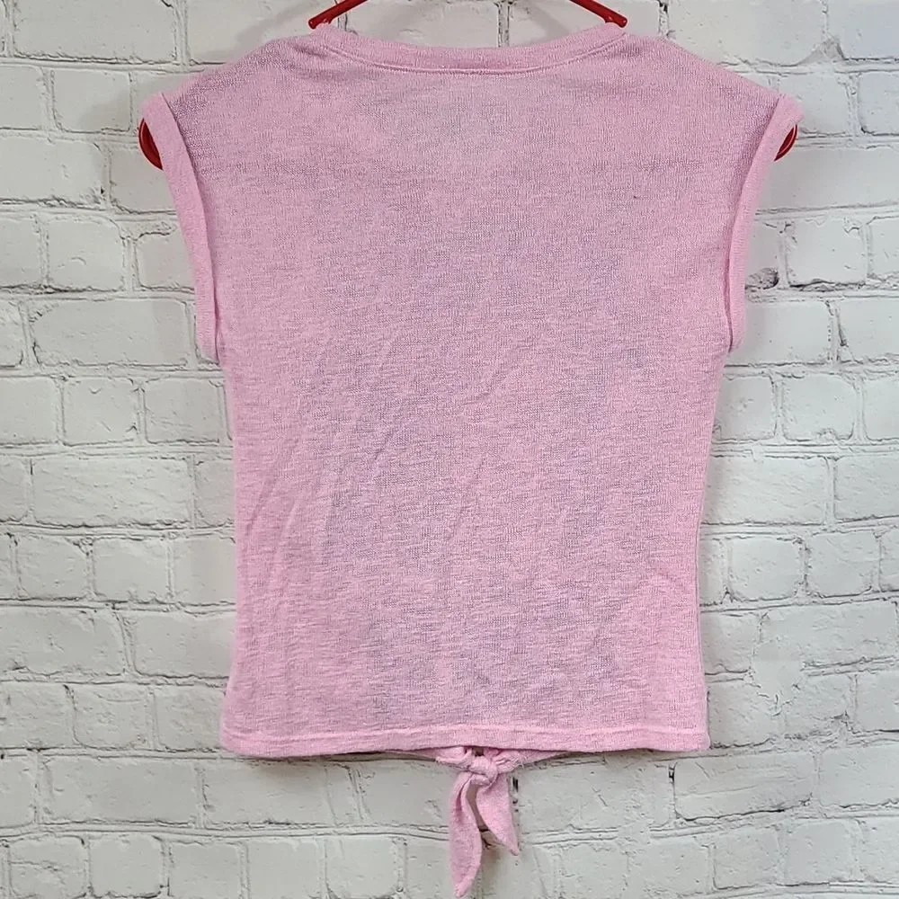 Justice Girls Pink Glitter Knot Front Shirt “Kind Is The New Cool” Slub Knit 8